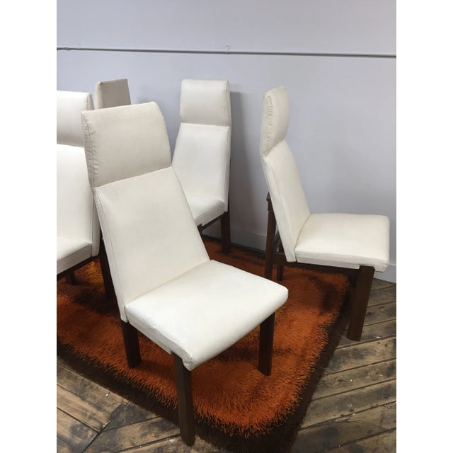 Plastic Set of 5 Mid Century Modern High Back Dining Chairs | Adrian Pearsall Style Upholstered White Chairs | Vintage MCM Dining Room Seating For Sale - Image 7 of 12