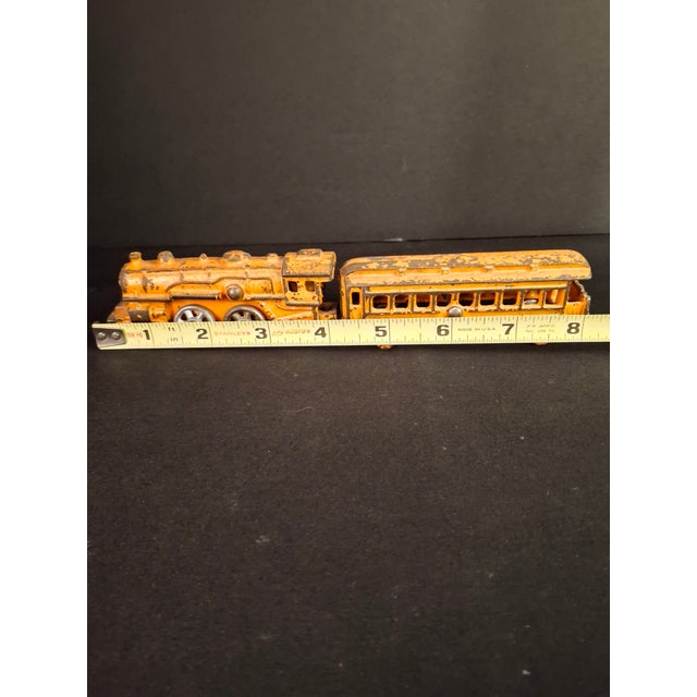 Antique Kilgore Cast Iron Train Set Orange Locomotive Coal Tender Passenger Car For Sale - Image 17 of 18