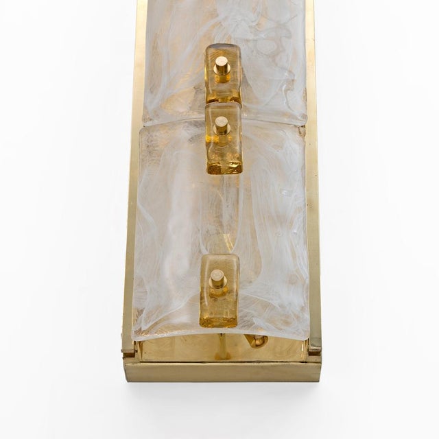 Metal Modern Sconces in Brass and Milk White Murano Glass and Amber Glass, 2000, Set of 2 For Sale - Image 7 of 14