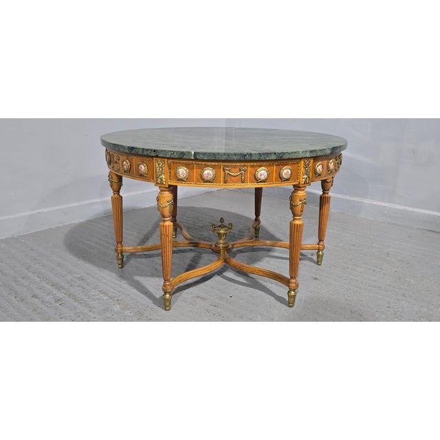 Marble and Porcelain Plaque Coffee Table, 1920s For Sale - Image 3 of 9