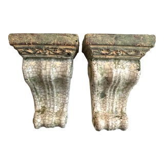 Ceramic Wall Brackets/Bookends, Pair For Sale