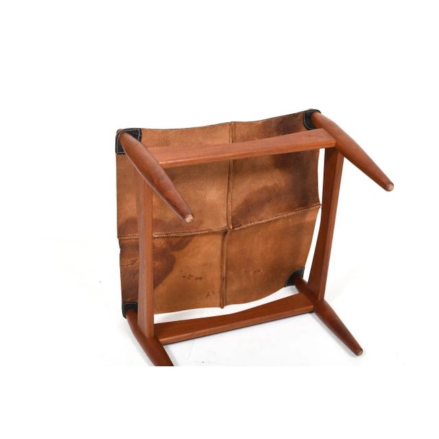 Mid-Century Teak & Leather Ottoman by Illum Wikkelsø, Denmark, 1960s For Sale - Image 6 of 10