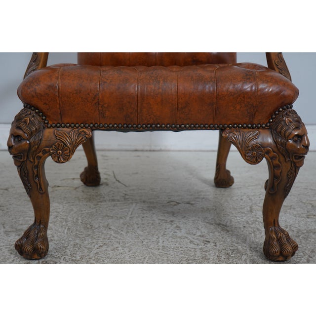 Georgian Tufted Leather Carved Arm Chair For Sale - Image 16 of 18