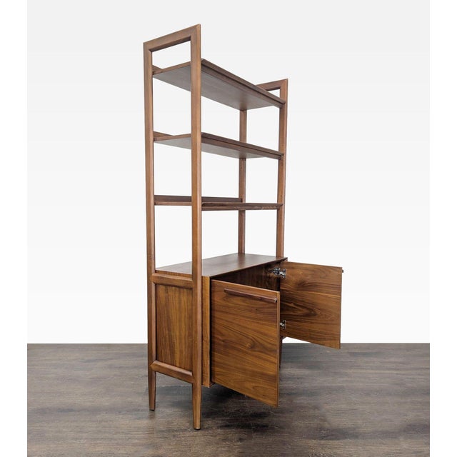 Modern Crate & Barrel Tate Modern Walnut Bookshelf With Storage Cabinet For Sale - Image 3 of 9
