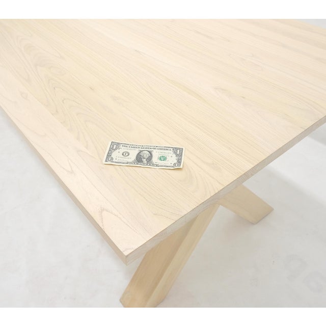 Large 8' Long Lime White Washed Solid Chestnut Dining Table Massive X Bases For Sale - Image 9 of 11