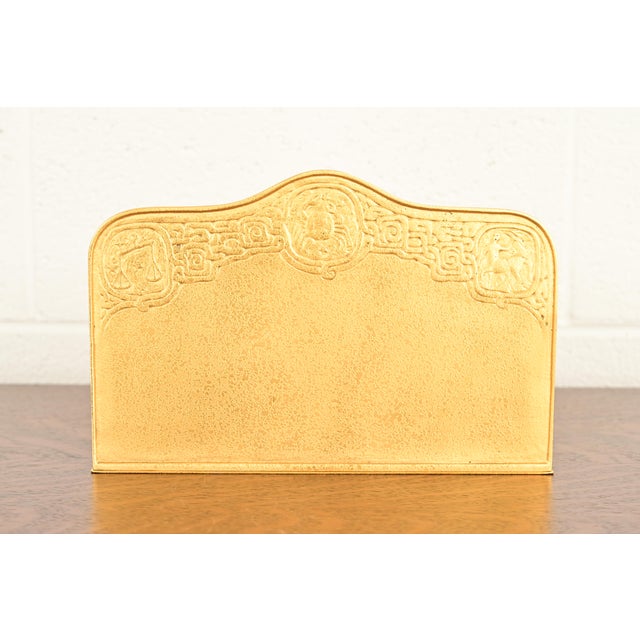 Tiffany Studios New York Zodiac Pattern Bronze Doré Letter Rack For Sale - Image 10 of 14