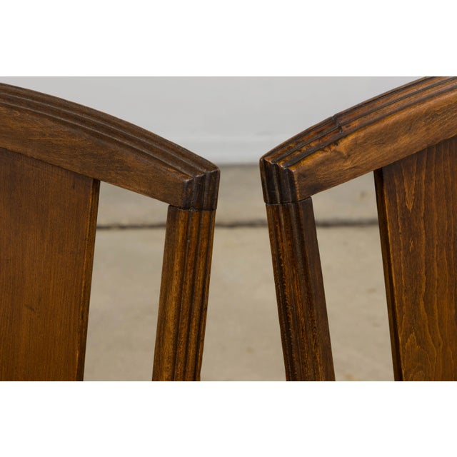 1930s French Art Deco Maple Dining Chairs W/ Olive Green Velvet - Set of 6 For Sale - Image 16 of 18