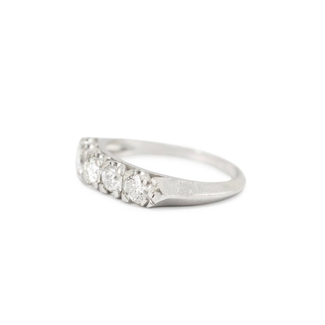 Modern Ladies Antique Art Deco Platinum 0.66ct Old European Cut Diamond Band Ring, Size 5.25 For Sale - Image 3 of 8