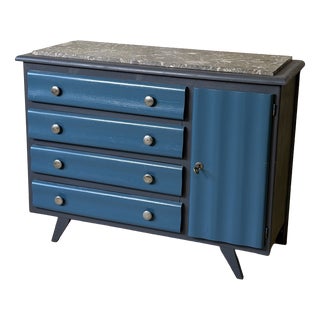 Vintage Blue Wooden Commode, 1950s For Sale