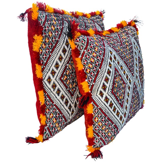 Textile Berber Pillows W/ X & Diamonds, S/2 For Sale - Image 7 of 11