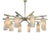 Modern Murano Square Shaped Glass and Brass Chandelier For Sale