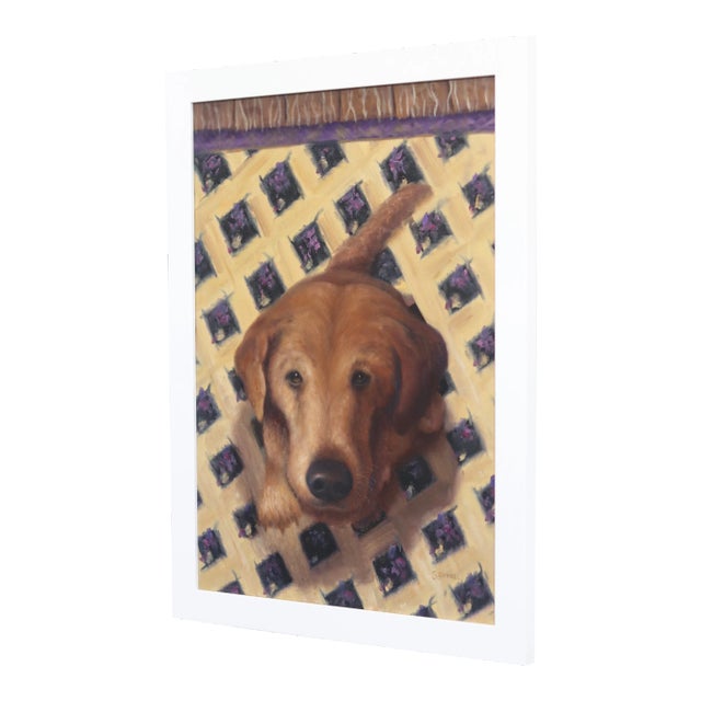Original Framed Photorealistic Dog Artwork by Stuart Dunkel "Please Sir" For Sale