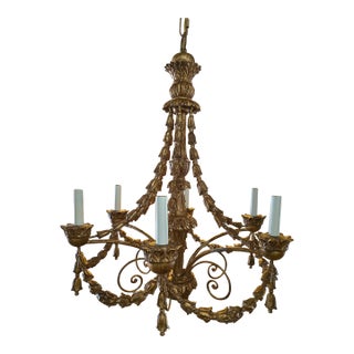 Vintage Italian Gilded Chandelier For Sale
