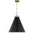 Chapman & Myers by Visual Comfort Studio Wellfleet Large Cone Pendant, Midnight Black & Burnished Brass For Sale