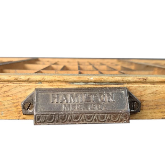 Rustic Early 20th Century Wooden Hamilton Letterpress Storage Drawer Rustic Gallery Wall Decor California Job Case For Sale - Image 3 of 12