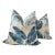 Brunschwig and Fils “Martil Emb” in Blue Embroidered Pillow - A 22" Pair For Sale