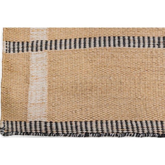 Beige Plaid Indoor Outdoor Polyester Rug, 9' X 12' For Sale - Image 10 of 11