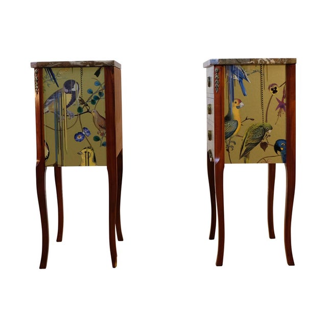 1950s 1950s Pair of Louis XV Style Chest With Gold Christian Lacroix Pattern and Marble Top For Sale - Image 5 of 7
