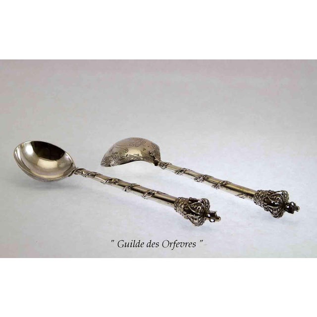 1890 Antiques Serving Spoons Set- 2 Pieces For Sale - Image 9 of 12