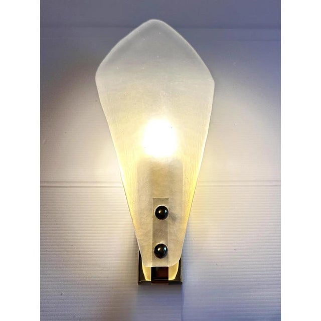 White Sanded Murano Leaf Wall Sconces by Simoeng, Set of 4 For Sale - Image 8 of 9