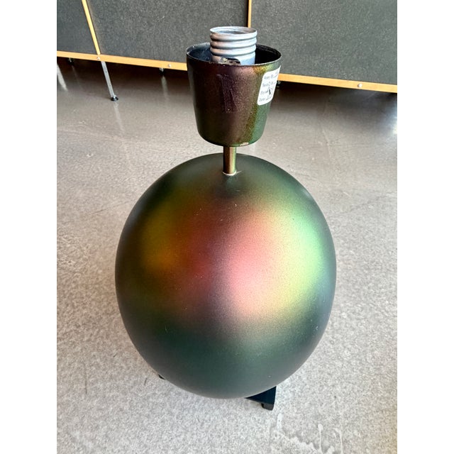 Green Vintage Fine Art Lamps Iridescent Metal Spherical Table Lamp Dimmer For Sale - Image 8 of 15