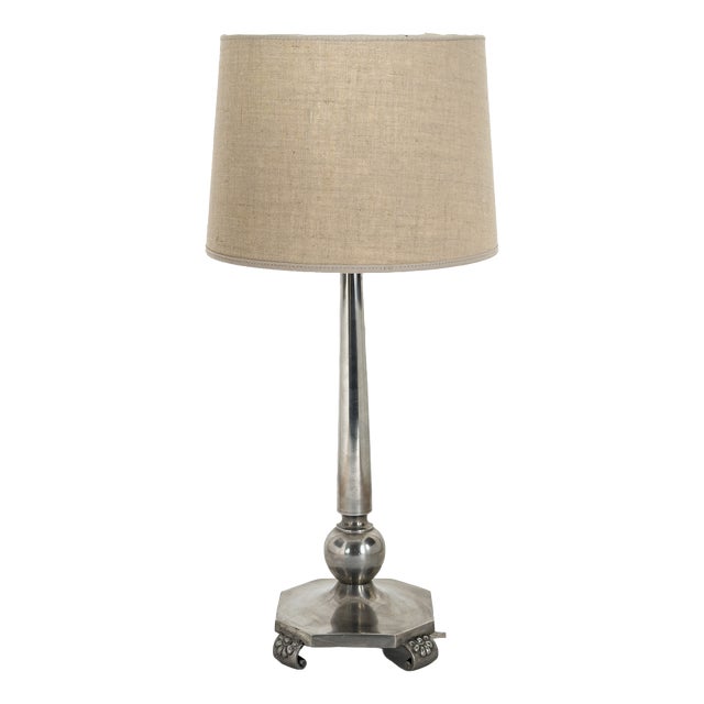 Swedish Grace Pewter Lamp by Jakob Engman for Gab Guldsmedsaktiebolaget, 1933 For Sale