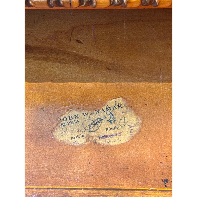 1920s Antique John Wanamaker Solid Wood Pedestal Desk With Brass Hardware For Sale - Image 5 of 9