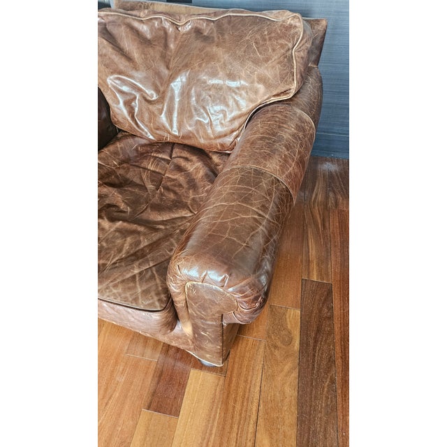 Restoration Hardware Lancaster Brown Leather Luxe Depth Club Chairs For Sale - Image 9 of 15