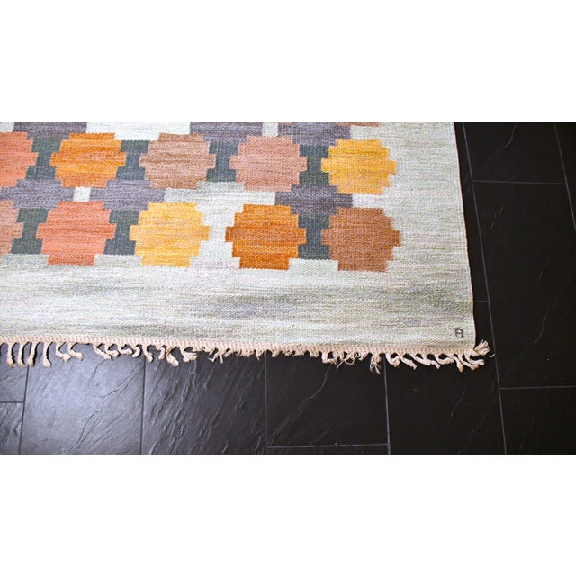 Large Swedish Handwoven Röllakan Wool Rug Model Aspelöv by Judith Johansson, 1963 For Sale - Image 4 of 7