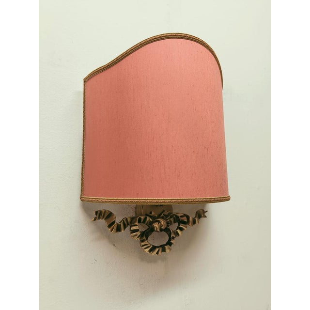 Metal Fabric Fan with Cast Bow Decoration, 1950s For Sale - Image 7 of 8
