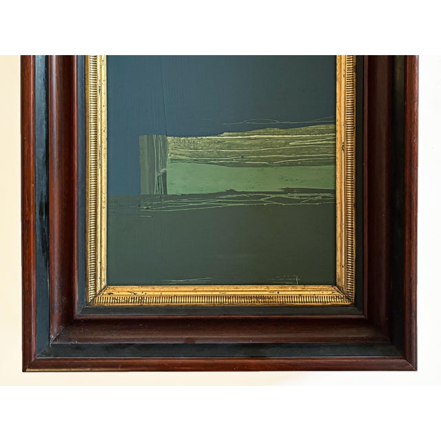 2020s “River Moss" Abstract Art in Antique Frame, Transitional Living Room Art by JTS For Sale - Image 5 of 11