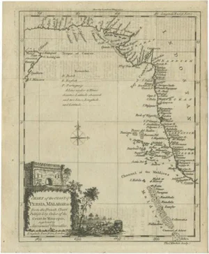 Antique Map of the Coast of Southwest Asia by Kitchin, 1770