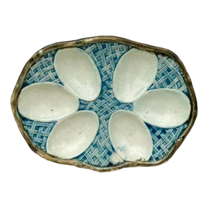 19th Century French Majolica Oval Egg Plate