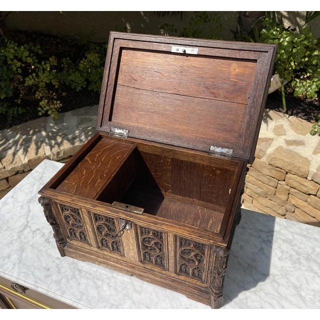 Gothic Style Box in Oak For Sale - Image 6 of 13