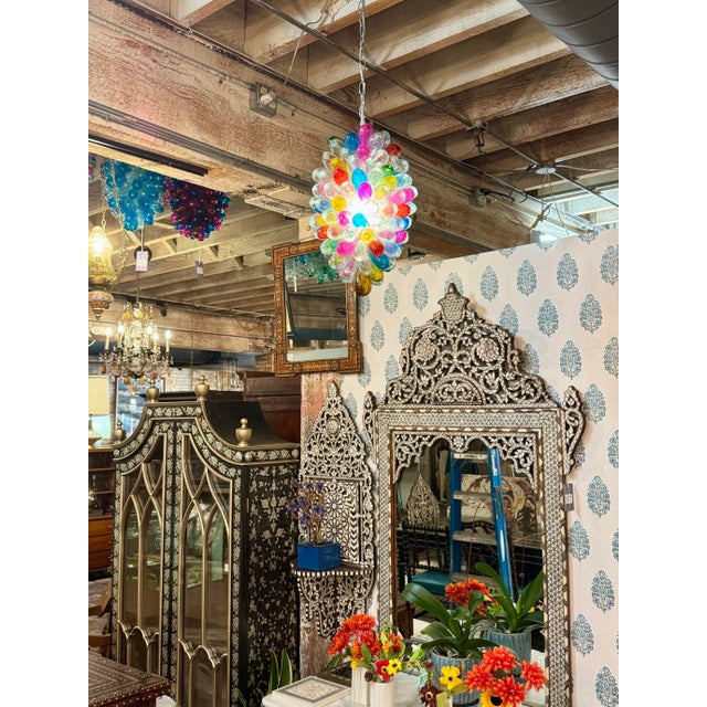 Pink Candy Colors Light Fixture of Recycled Hand Blown Glass For Sale - Image 8 of 11