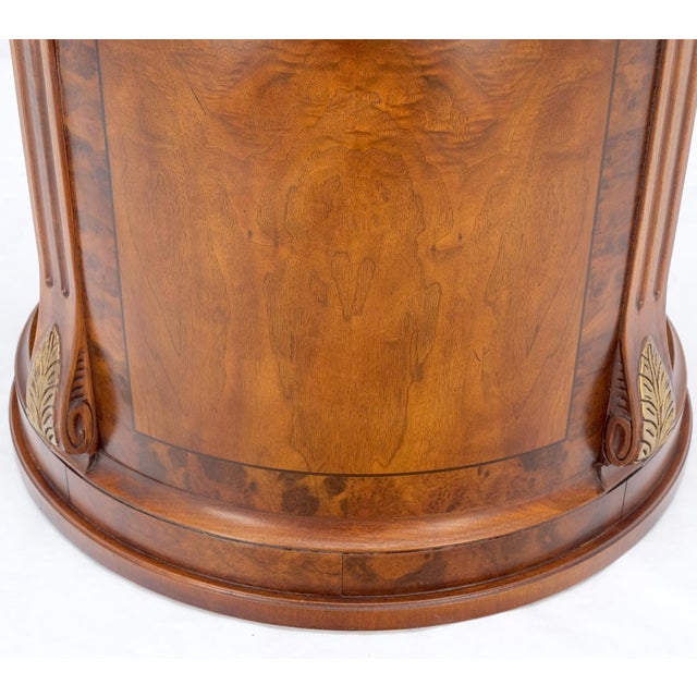 Wood Henredon Burl Walnut Round Center Lamp Side Occasional Table Stand Shelves For Sale - Image 7 of 12