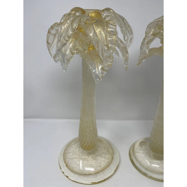2000 - 2009 Gold Palm Tree Candle Holders For Sale - Image 5 of 7