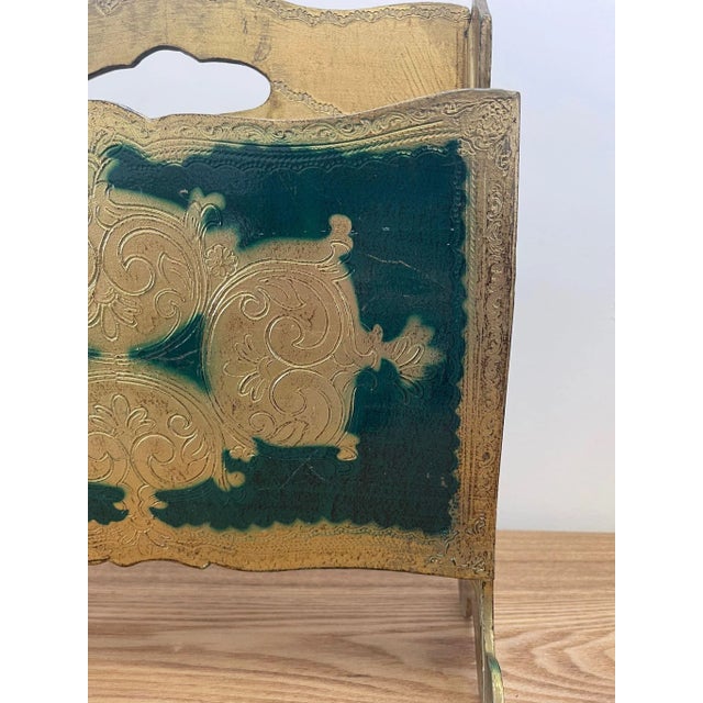 Vintage Mid Century Modern Italian Magazine Rack Painted Gilt Stand Circa 1960s For Sale In Seattle - Image 6 of 8