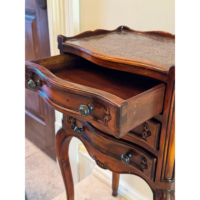 Wood Theodore Alexander Petite Louis XVI Side Table With Faux Book Trompe l'Oeil Panels For Sale - Image 7 of 10