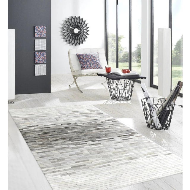 Galaxy Cowhide Silver Area Rug, 5' 0'' X 8' 0'' For Sale - Image 4 of 5