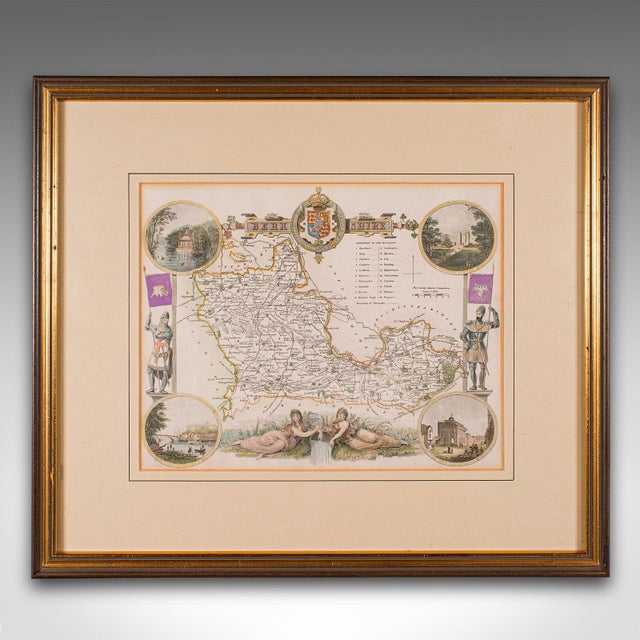 This is an antique county map of Berkshire. An English, framed atlas engraving of cartographic interest, dating to the mid...