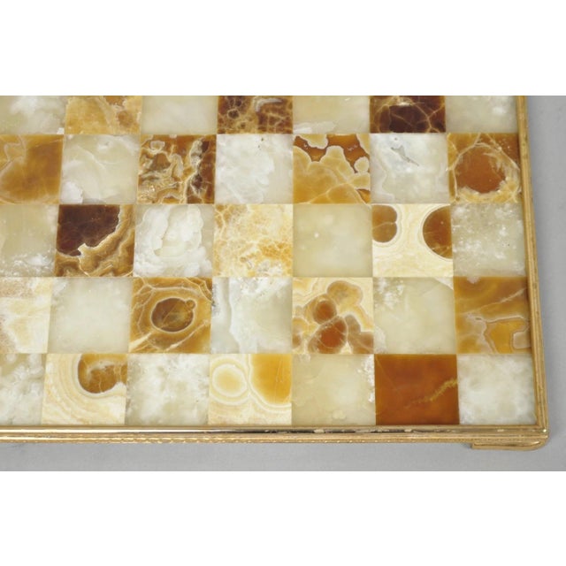 Mid-Century Modern Vintage Mid Century Modern Mosaic Brown Onyx Stone Chess Game Checkerboard For Sale - Image 3 of 18
