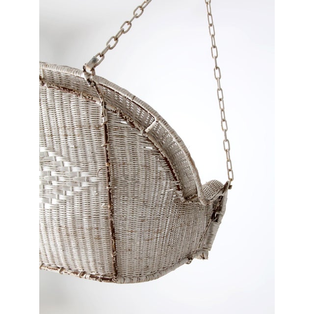 Vintage White Wicker Hanging Bench Circa 1930s-1940s For Sale - Image 12 of 18