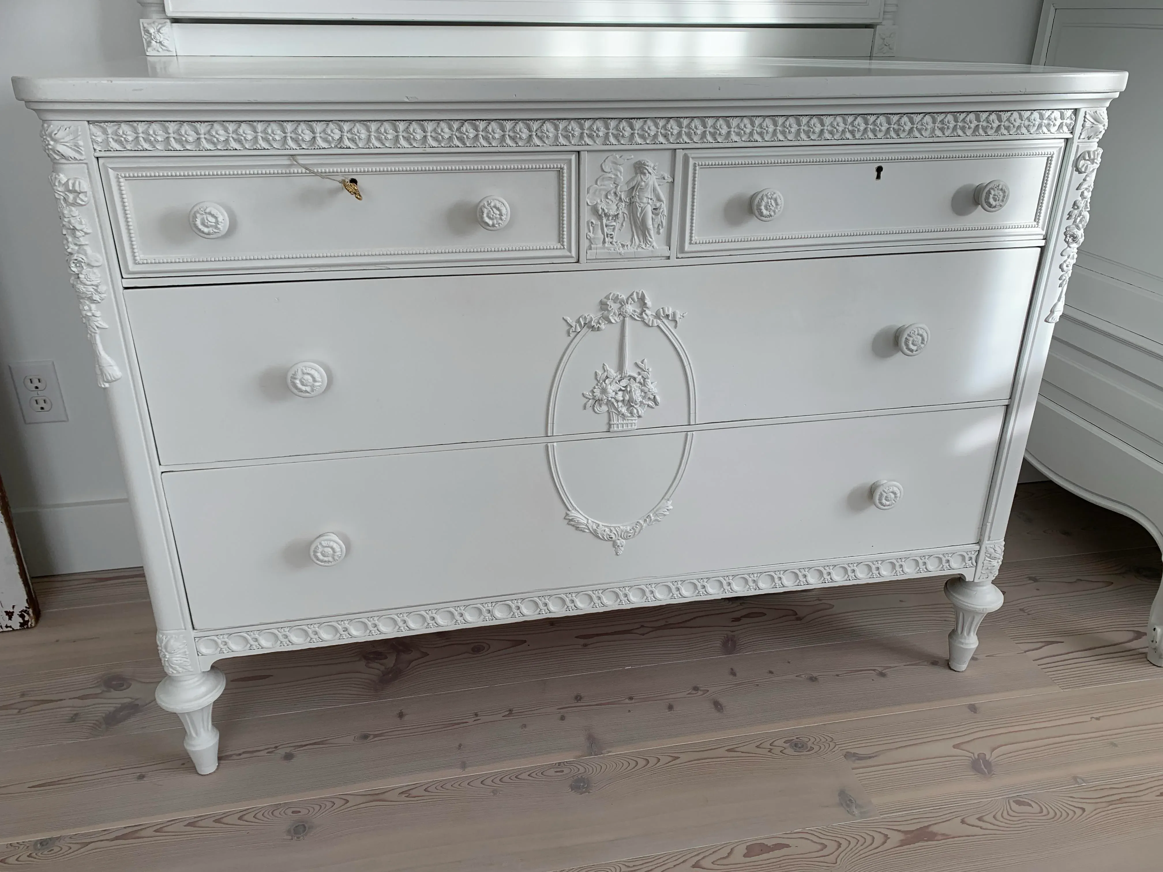 Antique Sligh French Style Dresser With Mirror | Chairish