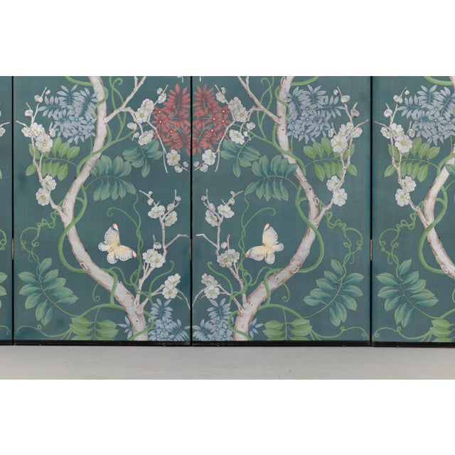 Botanical Hand-Painted Room Divider with Vibrant Flowers and Vines, Vintage For Sale - Image 12 of 12