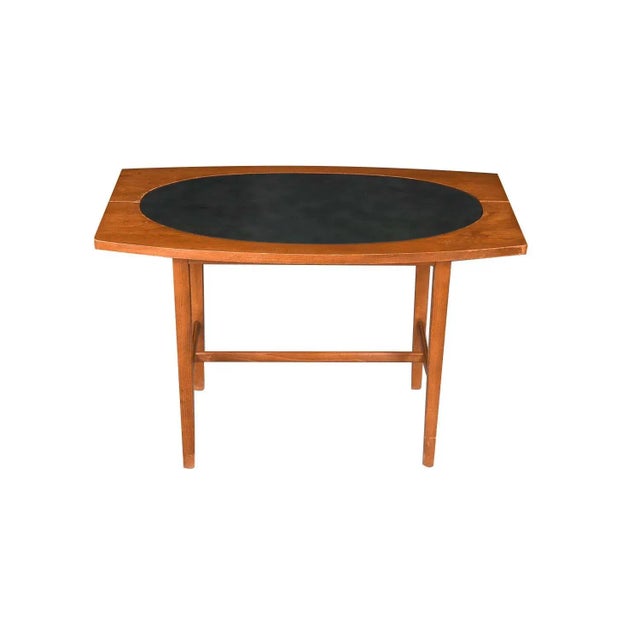 Winchendon Furniture Company 1960s Paul McCobb Perimeter Group Walnut Leather Side Table For Sale - Image 4 of 12