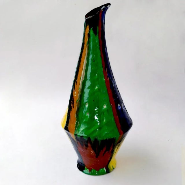 Red Italian Enamel and Terracotta Vase by Galatina Garrisi, 1950s For Sale - Image 8 of 8