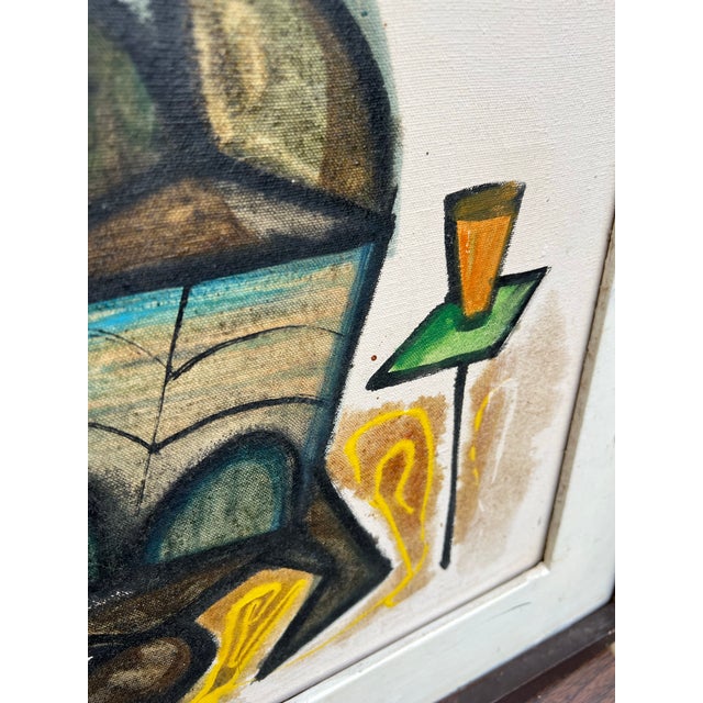 Up for consideration is a beautiful vintage Leon Dusso figurative African style painting in a frame. This is a beautiful...