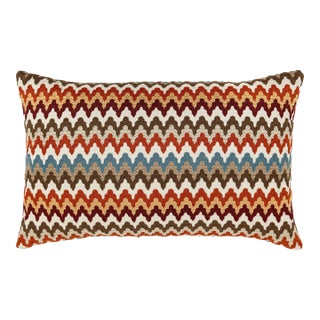 Scalamandre 22" x 14" Rainbow Mountain Crewel Pillow in Autumn For Sale