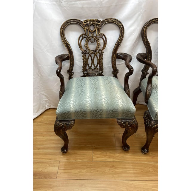 Wood Pair of Mahogany Century Armchair Chippendale Revival For Sale - Image 7 of 10